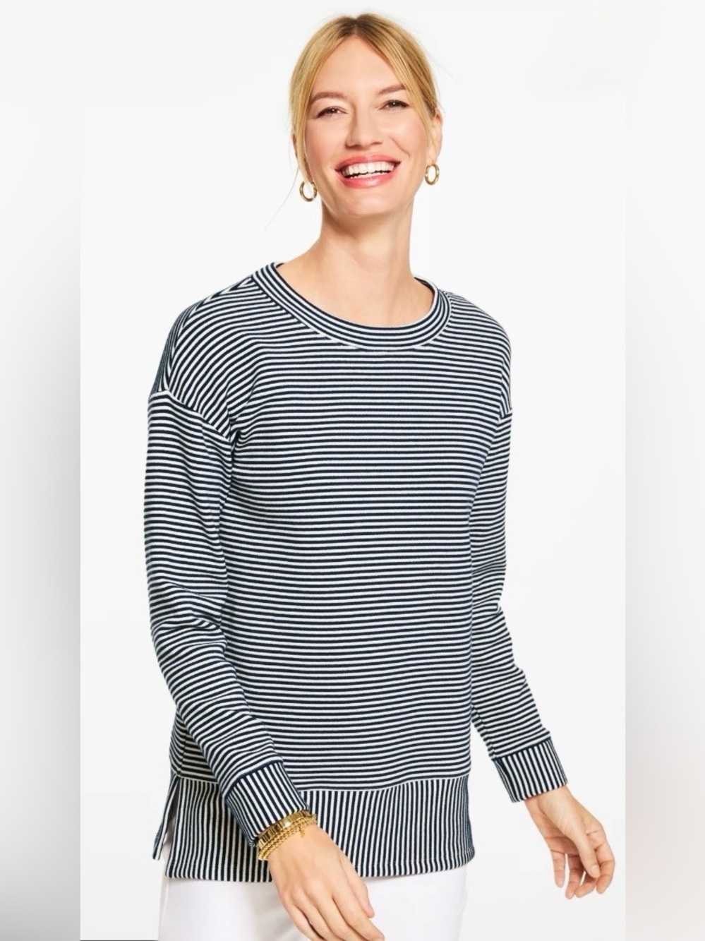 NWT Talbots Ottoman Knit Crewneck Tunic sweatshirt Sz S/P